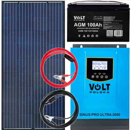 Zestaw panel solarny 180w 12V inwerter przetwornica sinuspro ultra mppt 2000W akumulator 100Ah VOLT POLSKA