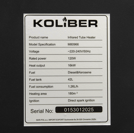 Nagrzewnica olejowa na podczerwień grzejnik webasto 16kW KOLIBER