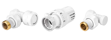 Zestaw termostatyczny 1/2" kątowy - głowica + zawory DN15 DIAMOND