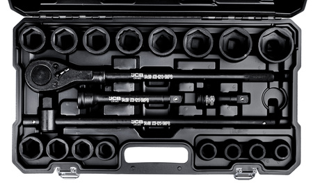 Klucze nasadowe nasadki udarowe grzechotka zestaw 3/4" 21el 17-50 mm 6-k JCB