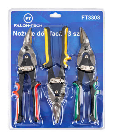 Zestaw nożyc do cięcia blachy ręczne proste lewe prawe 250mm 3el FALON-TECH