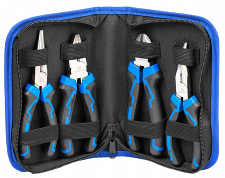 Zestaw narzędziowy kombinerki szczypce proste wygięte ucinaczki etui 4 el. FALON-TECH