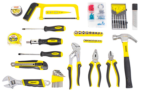 Zestaw narzędziowy klucze nasadowe wkrętaki bity 100 el. WMC