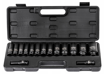 Zestaw nasadki udarowe głębokie do kluczy pneumatycznych 10-36 mm 1/2" 12 K 15el FORCEKRAFT