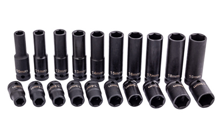 Nasadki udarowe Krótkie Zestaw 1/2 10-19 mm 20 sztuk FALON-TECH