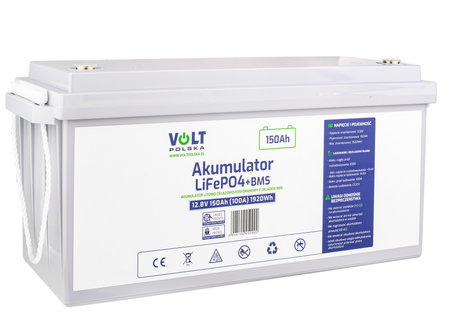 Akumulator LiFePo4 150Ah 100A 12V BMS VOLT POLSKA