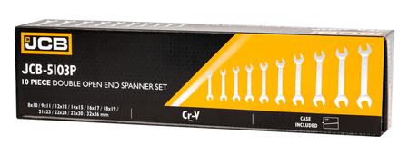 Klucze płasko oczkowe dwustronne zestaw płachta satyna Cr-V 10el 8-36mm JCB