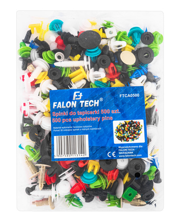 Spinki kołki piny zaczepy klipsy samochodowe do tapicerki zestaw 500el FALON-TECH