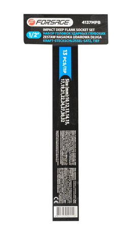 Nasadki udarowe długie klucze nasadowe CRV mocne zestaw 1/2" 10-32 mm 13el FORSAGE