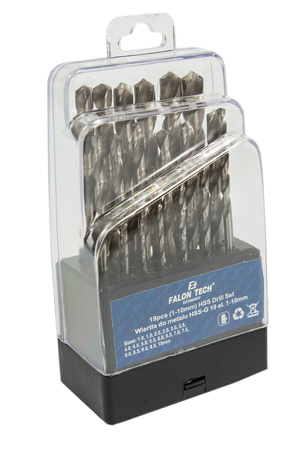 Wiertła do metalu 1-10 mm wiertło (zestaw 19 szt) FALON-TECH