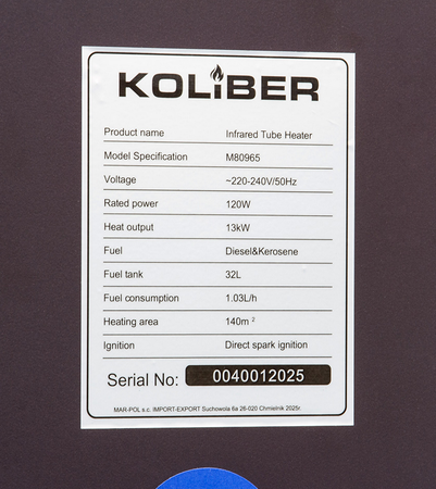 Nagrzewnica olejowa na podczerwień grzejnik webasto 13kW KOLIBER