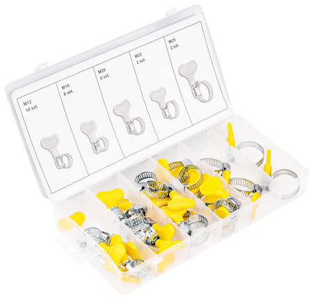 Opaski zaciskowe ślimakowe obejmy motylek m12-m25 26szt FALON-TECH