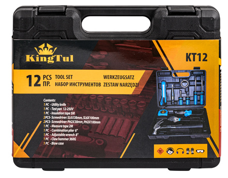 Zestaw narzędziowy 12 el w praktycznej walizce KINGTUL