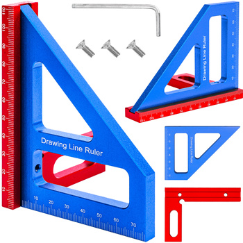 Kątomierz kątownik kwadratowy linijka 45/90° do obróbki drewna stolarski FALON-TECH