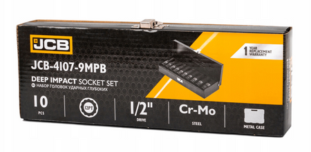 Zestaw nasadki udarowe głębokie do klucz pneumatyczne 1/2" 10-24mm 10el JCB