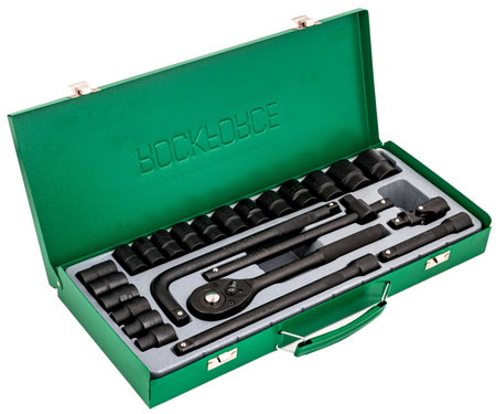 Klucze nasadowe nasadki grzechotka zestaw 1/2" 24el 8-32 mm walizka metalowa ROCKFORCE