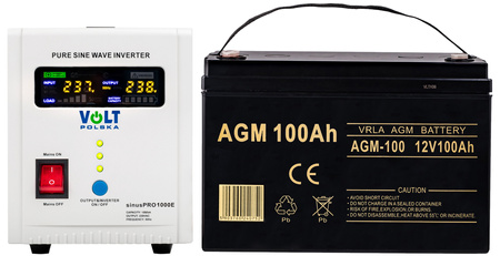 Zasilacz awaryjny VOLT SINUSPRO-1000E 12V + akumulator 100Ah