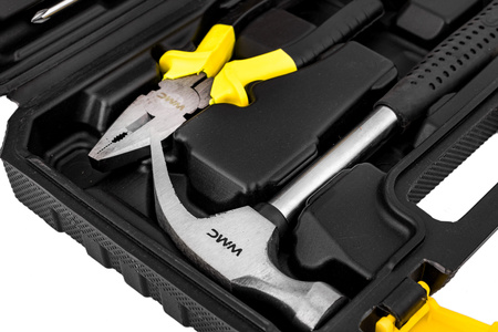 Zestaw narzędziowy klucze nasadowe wkrętaki młotek 55 el. WMC