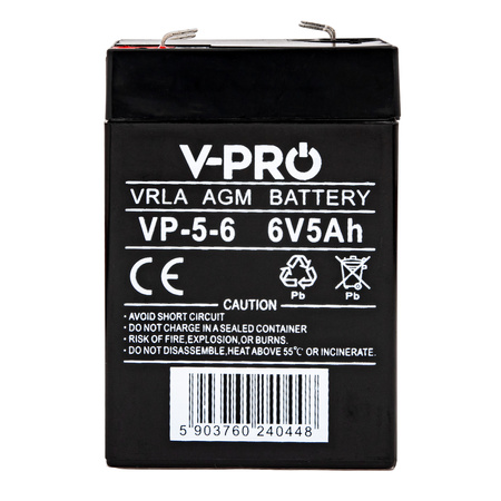 Akumulator AGM 6V 5Ah VPRO Bezobsługowy VOLT POLSKA