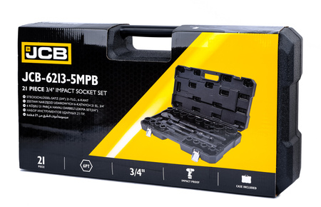 Klucze nasadowe nasadki udarowe grzechotka zestaw 3/4" 21el 17-50 mm 6-k JCB