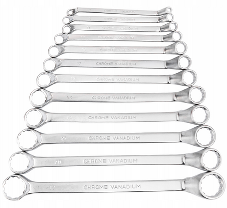 Klucze oczkowe gięte 6-32 mm zestaw kluczy 12 el SILVER