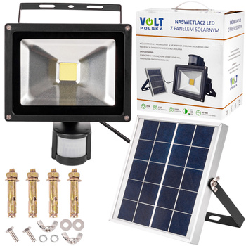Naświetlacz Lampa LED z czujnikiem ruchu + Panel solarny 20W VOLT POLSKA