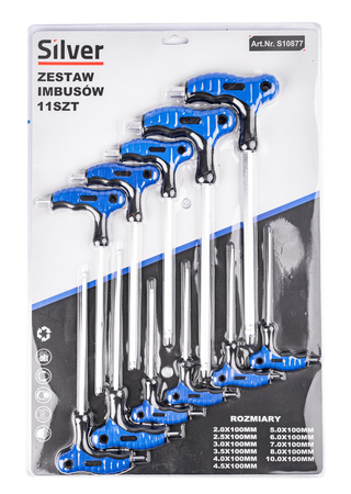 Śrubokręty kątowe imbusowe młoteczki typ T 11 EL SILVER