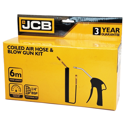 Pistolet pneumatyczny do przedmuchu kabiny przedmuchiwania wąż spiralny 6m 1/4" JCB