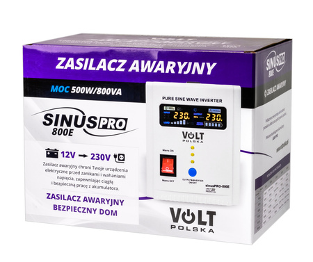 Przetwornica UPS Awaryjne Zasilanie Pieca CO SINUSPRO-800E (12V/230V/800W) VOLT POLSKA