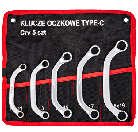 Klucze oczkowe odgięte do alternatorów 10-19 mm Typ C 5 szt. MAR-POL