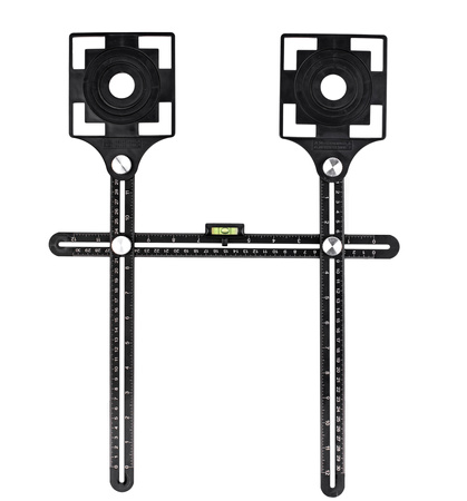 Szablon przymiar wznornik otworów płytek glazury gresu podwójny SILVER