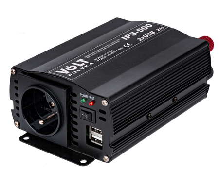 Przetwornica napięcia prądu IPS-500 2xUSB (24V/230V 350/500W) VOLT POLSKA