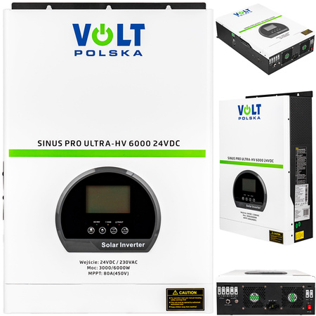 Inwerter solarny ups 24V sinus pro ultra-hv 6000VA 80A mppt VOLT POLSKA