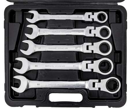 Klucze Płasko Oczkowe z Grzechotką Łamaną 8-32mm 13el SILVER