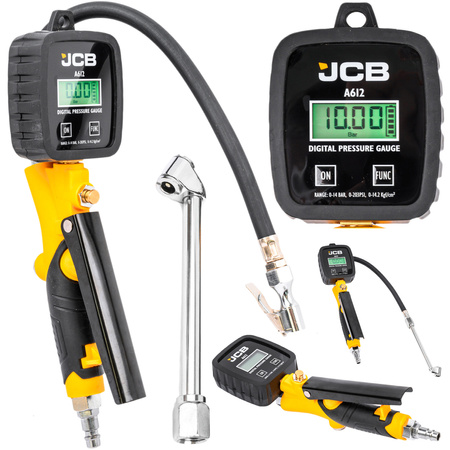 Pistolet do pompowania kół cyfrowy manometr LCD pompka samochodowa 0-14 bar JCB