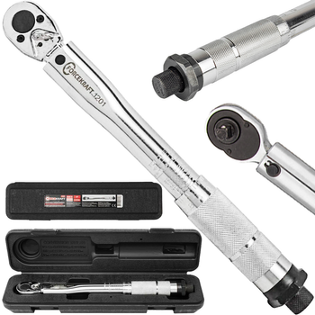 Klucz dynamometryczny do kół 1/4" 2-24Nm chromowany blokada grzechotka etui FORCEKRAFT
