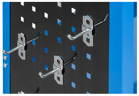 Szafka wózek zestaw warsztatowy narzędziowy skrętne koła 3 półki + haczyki FALON-TECH