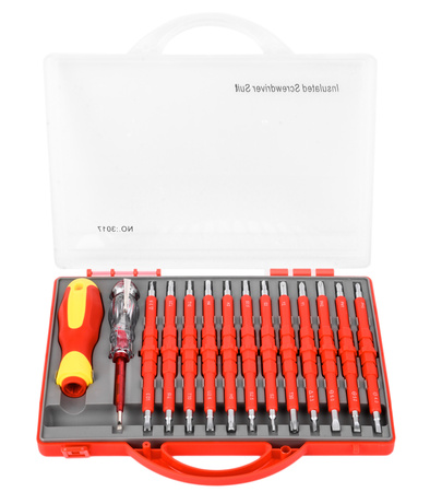 Zestaw wkrętaków śrubokręty izolowane 25 rozmiarów + walizka dla elektryka FALON-TECH