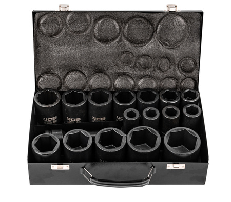 Zestaw nasadki udarowe głębokie do klucz pneumatyczny 3/4" 17el 17-50mm JCB