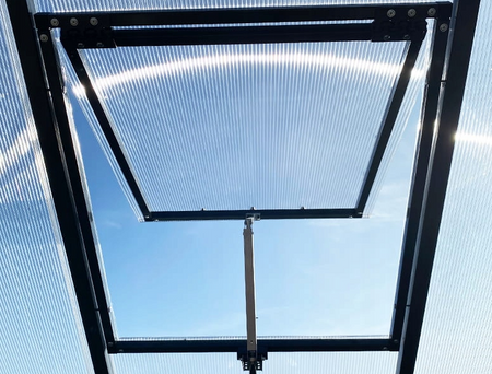 Okno do szklarni ogrodowej z autometem antracyt premium aluminiowe PTF