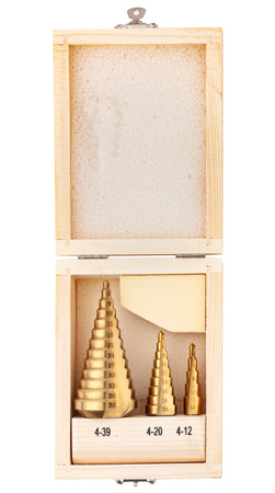 Wiertła stożkowe stopniowe HSS tytanowe 3 sztuki (4-39 mm) FALON-TECH