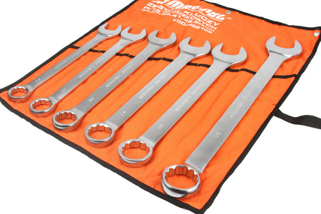 Zestaw kluczy płasko-oczkowych 6 elementów stal crv grube satyna 34-50 mm MAR-POL