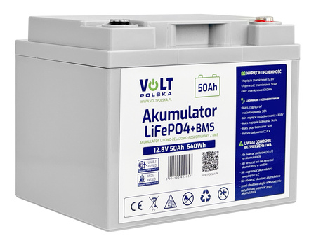 Akumulator bateria litowa LiFePO4 12,8V 12V 50Ah (50A) BMS lekki 6kg VOLT POLSKA