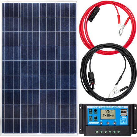 Zestaw solarny fotowoltaiczny 140W 12V (Panel solarny 140W, Regulator napięcia 10A) VOLT POLSKA
