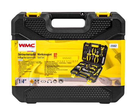Zestaw narzędziowy klucze nasadowe wkrętaki bity 82 el WMC