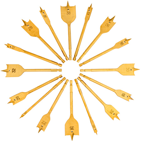 Zestaw wierteł łopatkowych piórkowych do drewna 6-38 mm 16el FALON-TECH