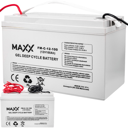 Akumulator solarny do fotowoltaiki ups deep cycle gel przewody 12v 100ah 4SUN