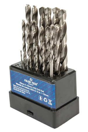 Wiertła do metalu 1-10 mm wiertło (zestaw 19 szt) FALON-TECH