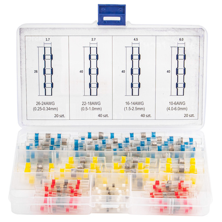 Złączki rurki koszulki lutownicze termokurczliwe z cyną 120szt FALON-TECH