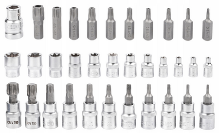 Klucze nasadowe gwiazdka nasadki bity torx 3/8" zestaw kluczy nasadek 34el FALON-TECH